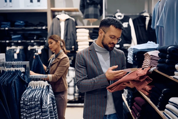 man buying clothes